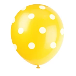 Gele Ballonnen Witte Stippen 30cm 6st