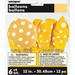 Gele Ballonnen Witte Stippen 30cm 6st