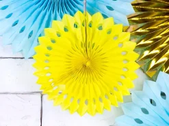 Gele Papieren Waaiers 20cm 3st