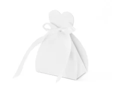 Geschenkdoosjes Hart Wit met Strik 6,5cm 10st
