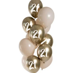 Gouden Ballonnen 21 Jaar Chroom 33cm 12st