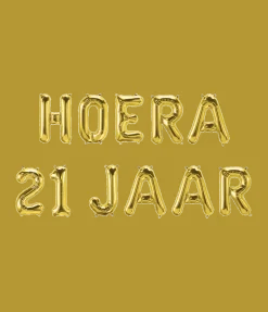 Gouden Ballonnen Set 21 Jaar Hoera 1,9m