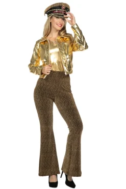 Gouden Broek Dames Flared Glitter