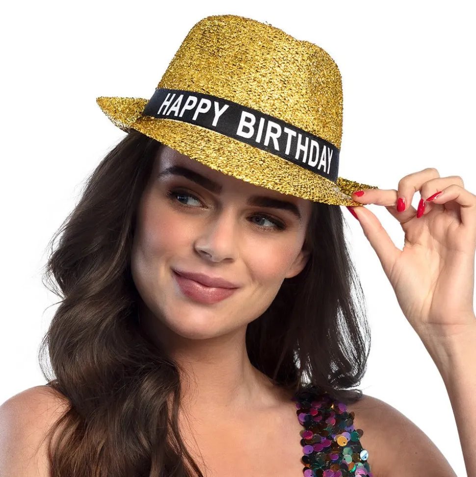 Gouden Happy Birthday Hoed
