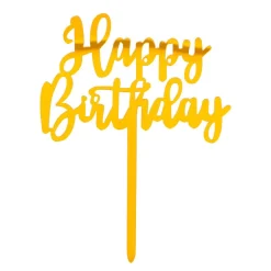 Gouden Happy Birthday Taarttopper 15,5cm