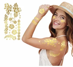 Gouden Nep Tattoos Bloemen