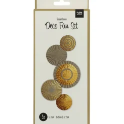 Gouden Papieren Waaiers 15cm 5st