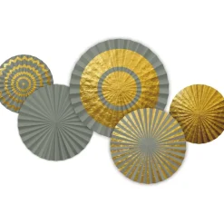 Gouden Papieren Waaiers 15cm 5st