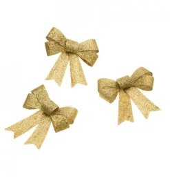 Gouden Strik Glitter 12,7cm 3st