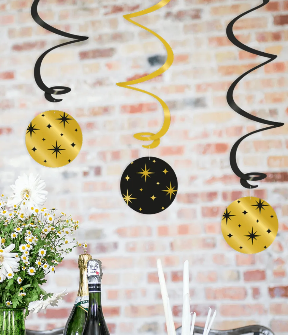 Goud Zwarte Hangdecoratie Sterren 17cm
