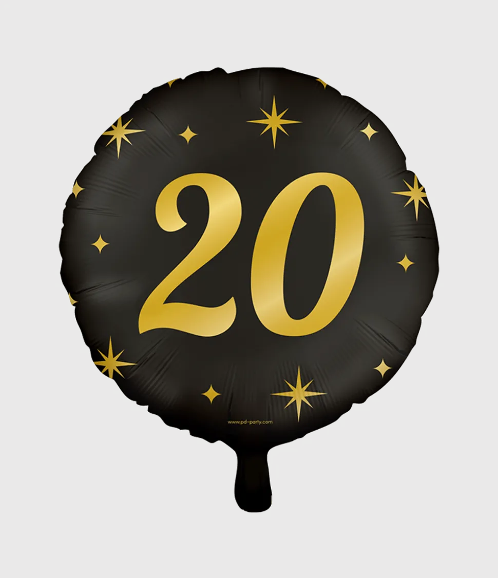 Goud Zwarte Helium Ballon 20 Jaar Leeg