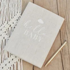 Grijze Gastenboek Hello Baby 16cm