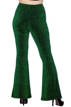 Groene Broek Dames Flared Glitter