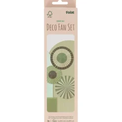 Groene Papieren Waaiers 35cm 3st