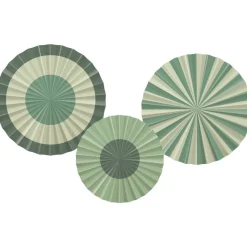 Groene Papieren Waaiers 35cm 3st