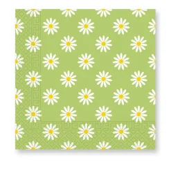 Groene Servetten Madeliefjes 33cm 20st