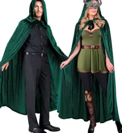 Groen Fluwelen Cape Met Kap 140cm