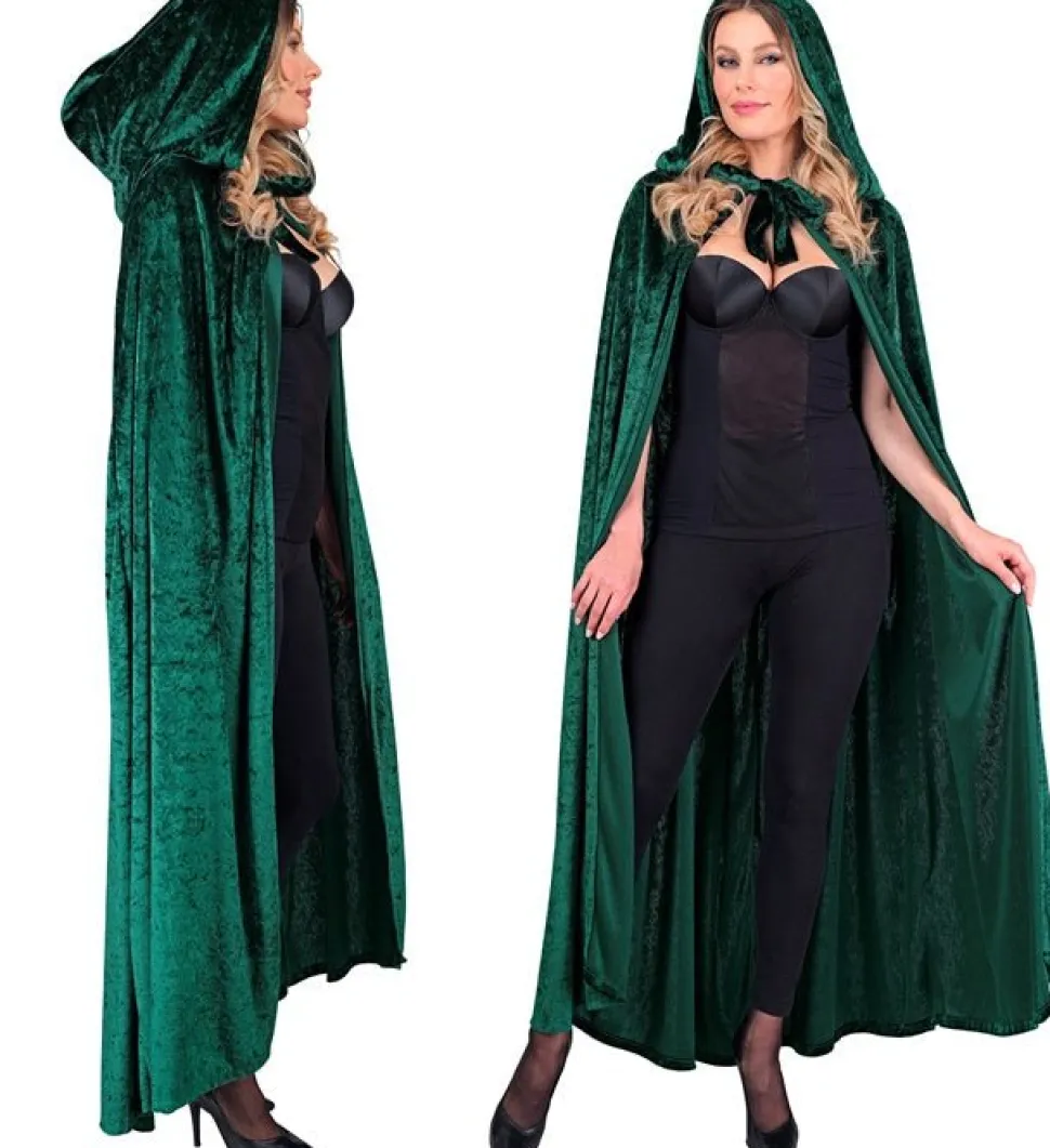 Groen Fluwelen Cape Met Kap 140cm