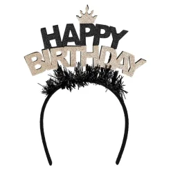 Haarband Happy Birthday Goud/Zwart