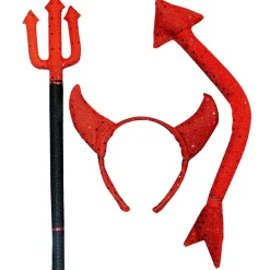 Halloween Accessoireset Rood Zwart Duivel 3 delig
