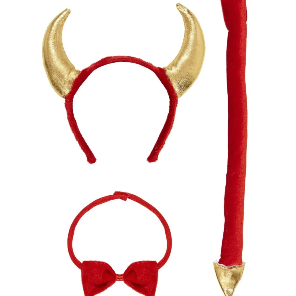 Halloween Accessoireset Rood Duivel Haarband, Strik En Staart 3 delig