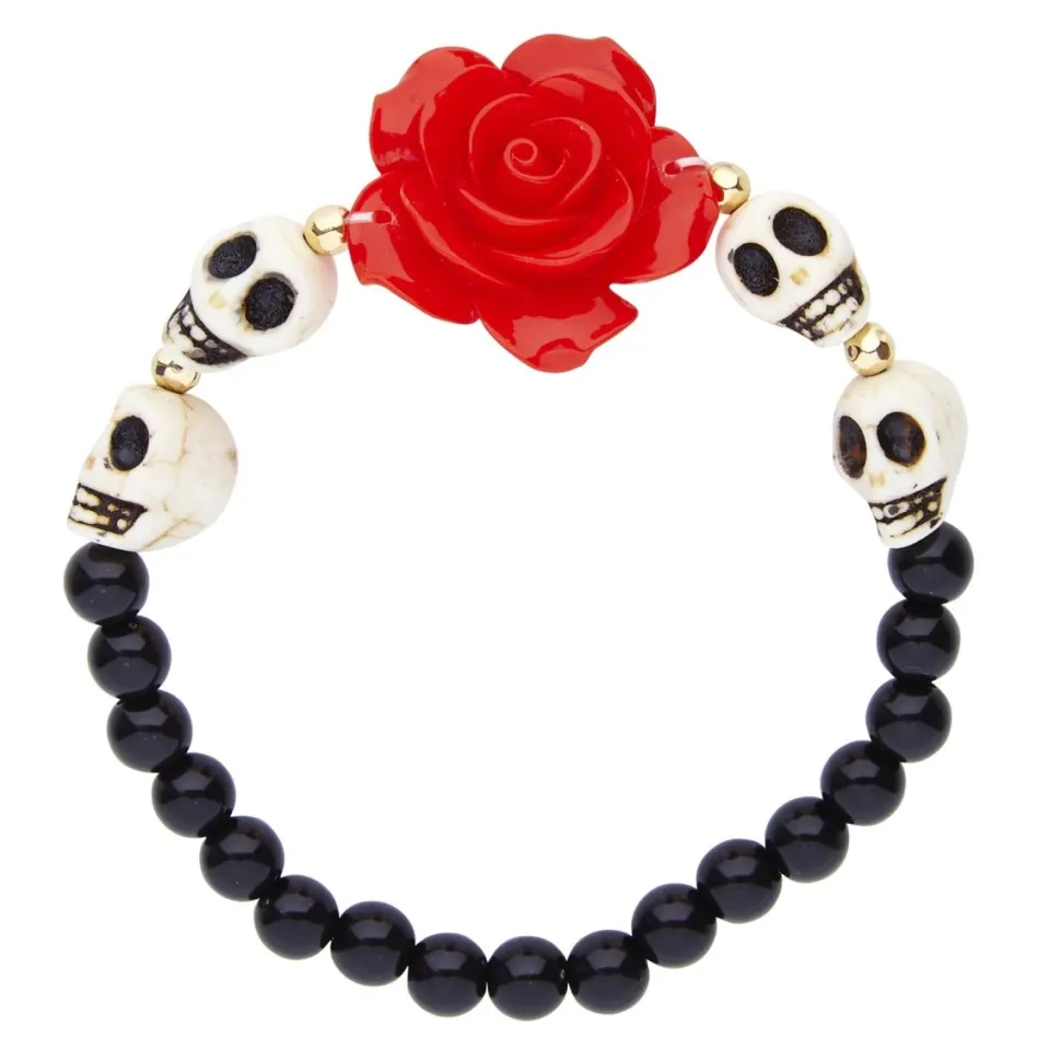 Halloween Armband Schedels Met Roos