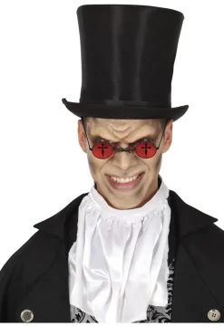 Halloween Bril Rood Zwart Kruis