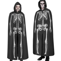 Halloween Cape Wit Zwart Skelet 1,5m