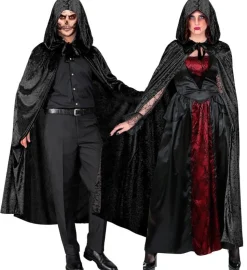 Halloween Cape Zwart Fluweel 1,4m