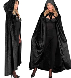 Halloween Cape Zwart Fluweel 1,4m