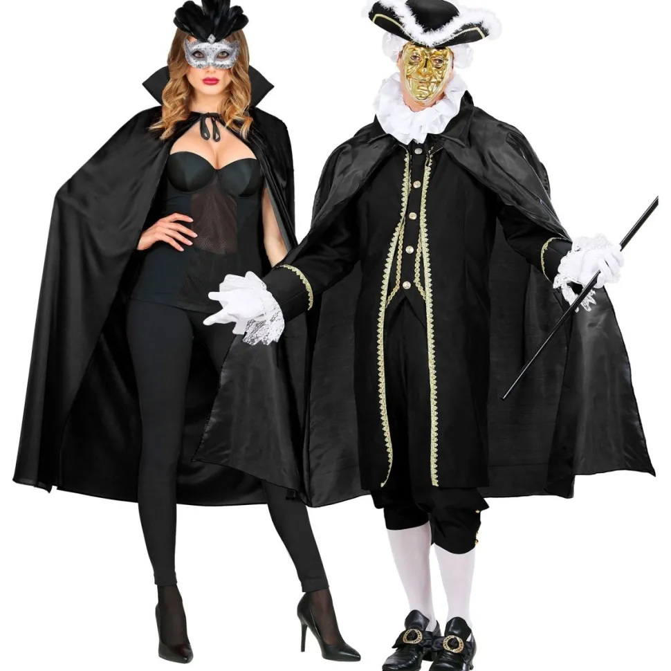 Halloween Cape Zwart Met Kraag 1,3m