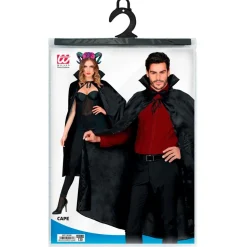 Halloween Cape Zwart Met Kraag 1,3m