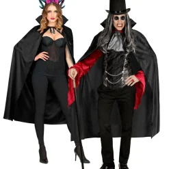 Halloween Cape Zwart Met Kraag 1,3m