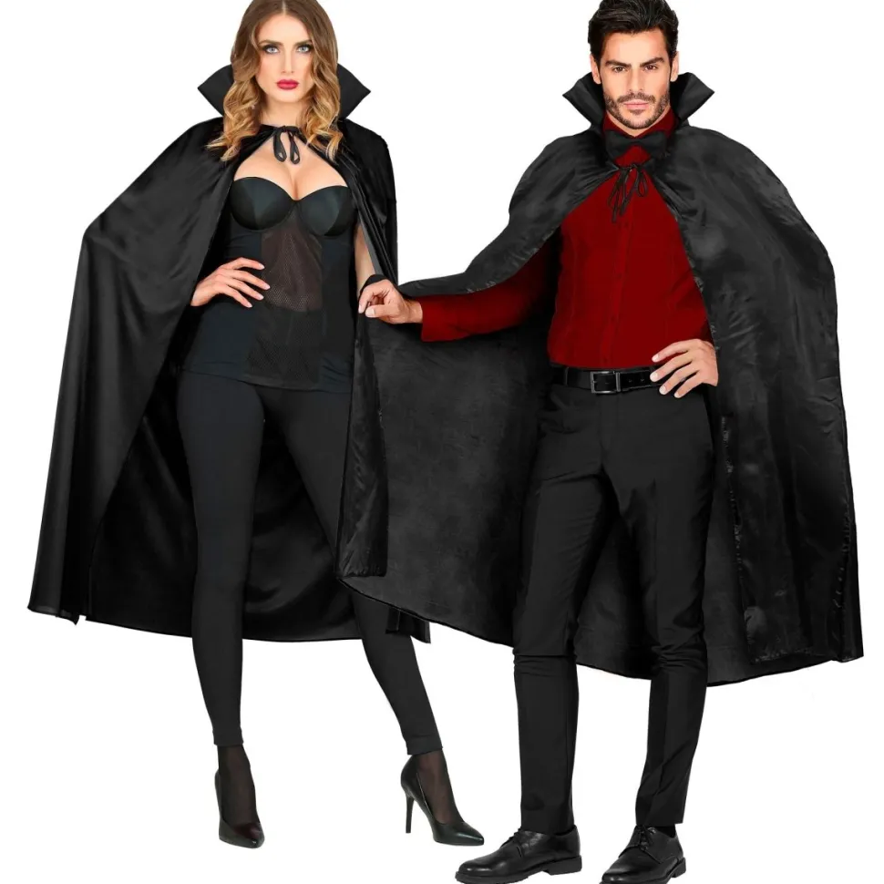 Halloween Cape Zwart Met Kraag 1,3m