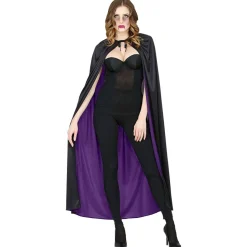Halloween Cape Zwart Paars 1,3m