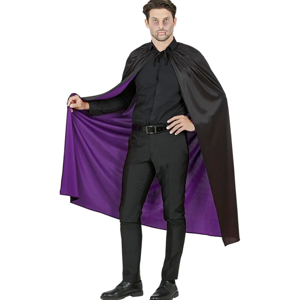 Halloween Cape Zwart Paars 1,3m