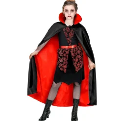 Halloween Cape Zwart Rood Kind