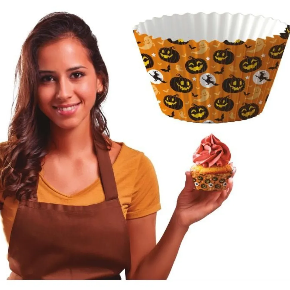 Halloween Cupcake Vormpjes Oranje Papier 5cm 50st