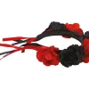 Halloween Haarband Bloemen Rood Zwart
