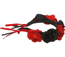 Halloween Haarband Bloemen Rood Zwart