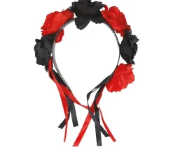 Halloween Haarband Bloemen Rood Zwart