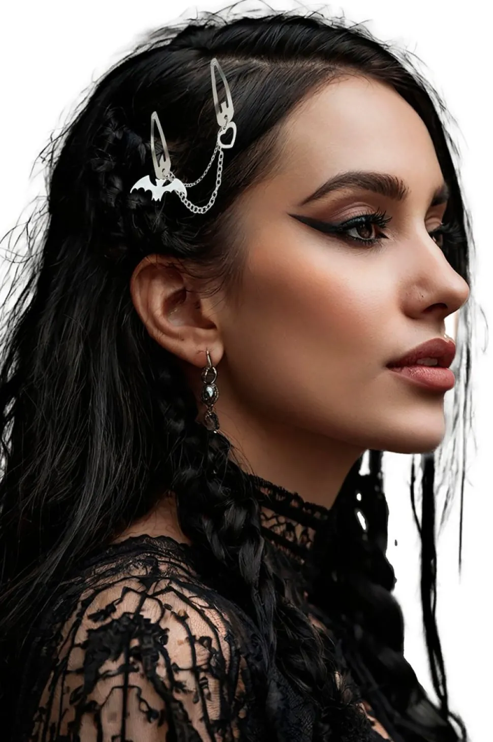 Halloween Haarclip Ketting Vleermuis En Hartje