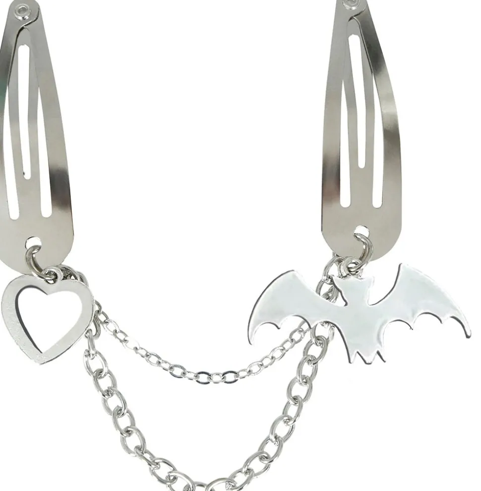 Halloween Haarclip Ketting Vleermuis En Hartje