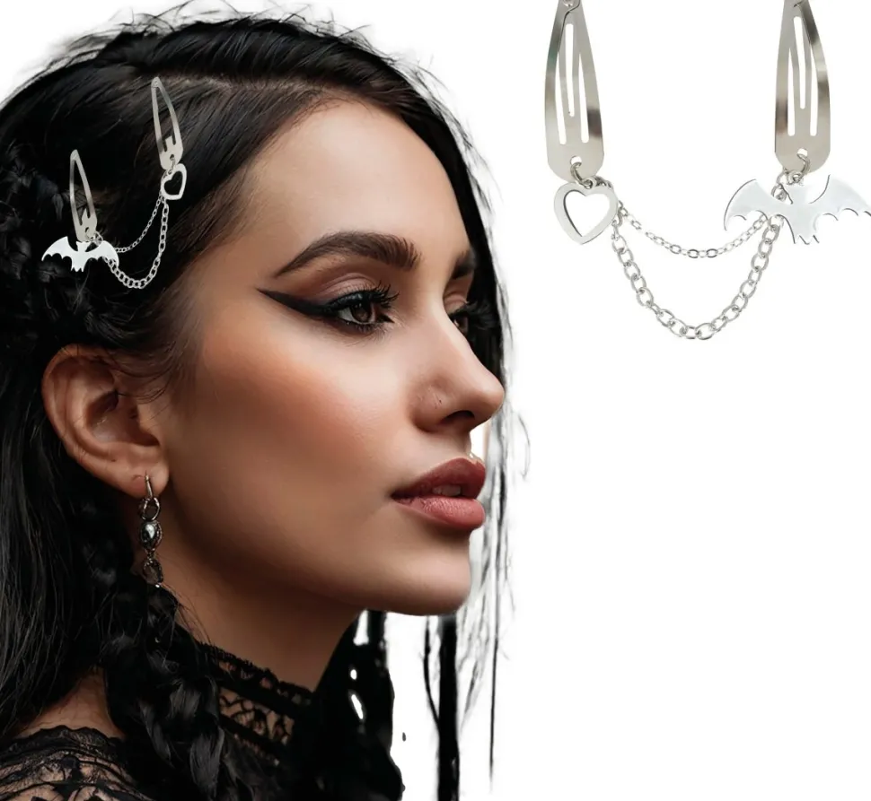 Halloween Haarclip Ketting Vleermuis En Hartje