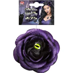 Halloween Haarclip Paars Roos Met Kattenoog