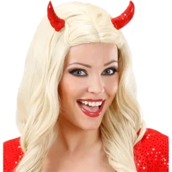 Halloween Haarclip Rood Hoorn 2st