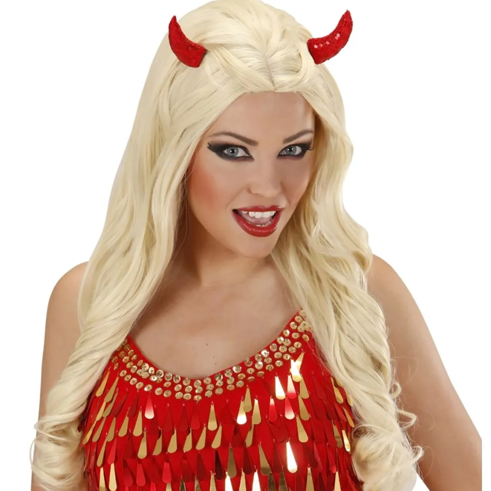 Halloween Haarclip Rood Hoorn 2st