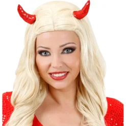 Halloween Haarclip Rood Hoorn 2st