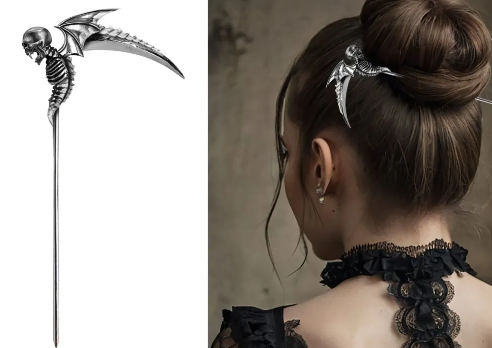 Halloween Haarspeldjes Zilver Vleermuis 19cm
