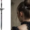 Halloween Haarspeldjes Zwart Zilver Zwaard 19cm